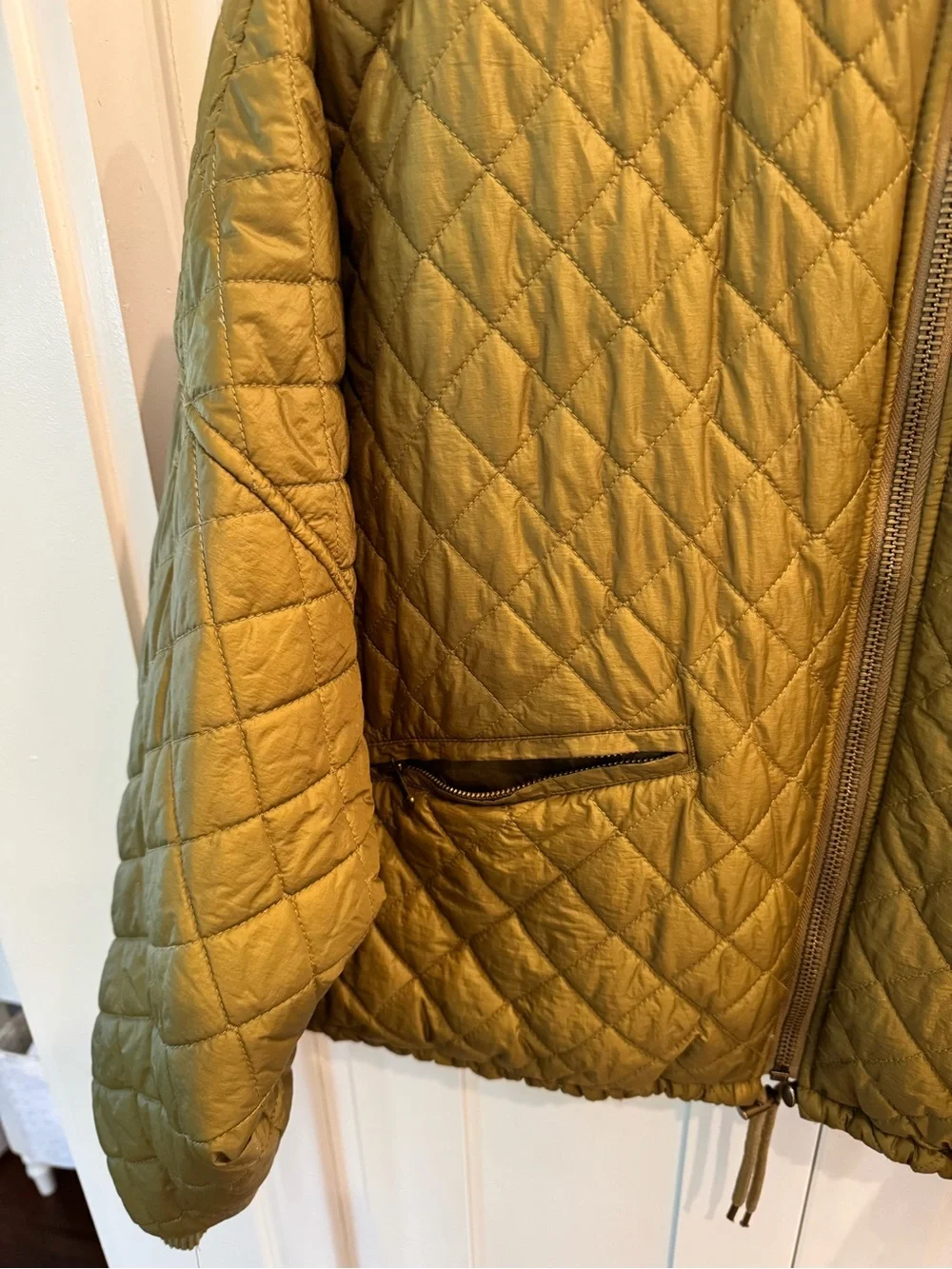 Free People Quilted Olive Green Bomber Jacket